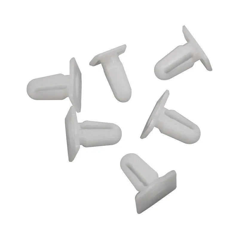 60 piece kit of D318 style black automotive plastic push rivet clips for interior trim.