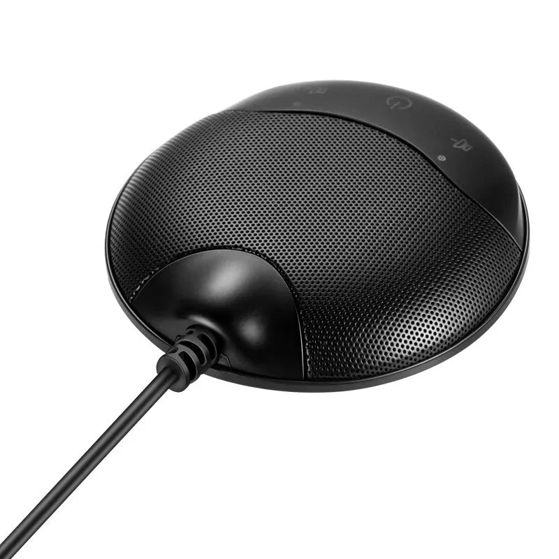 Black square USB condenser microphone for conference calls and gaming voice chat
