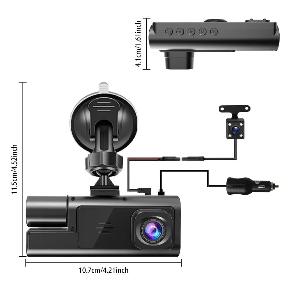 WiFi dash cam with 2.0-inch screen and reversing camera function for car security