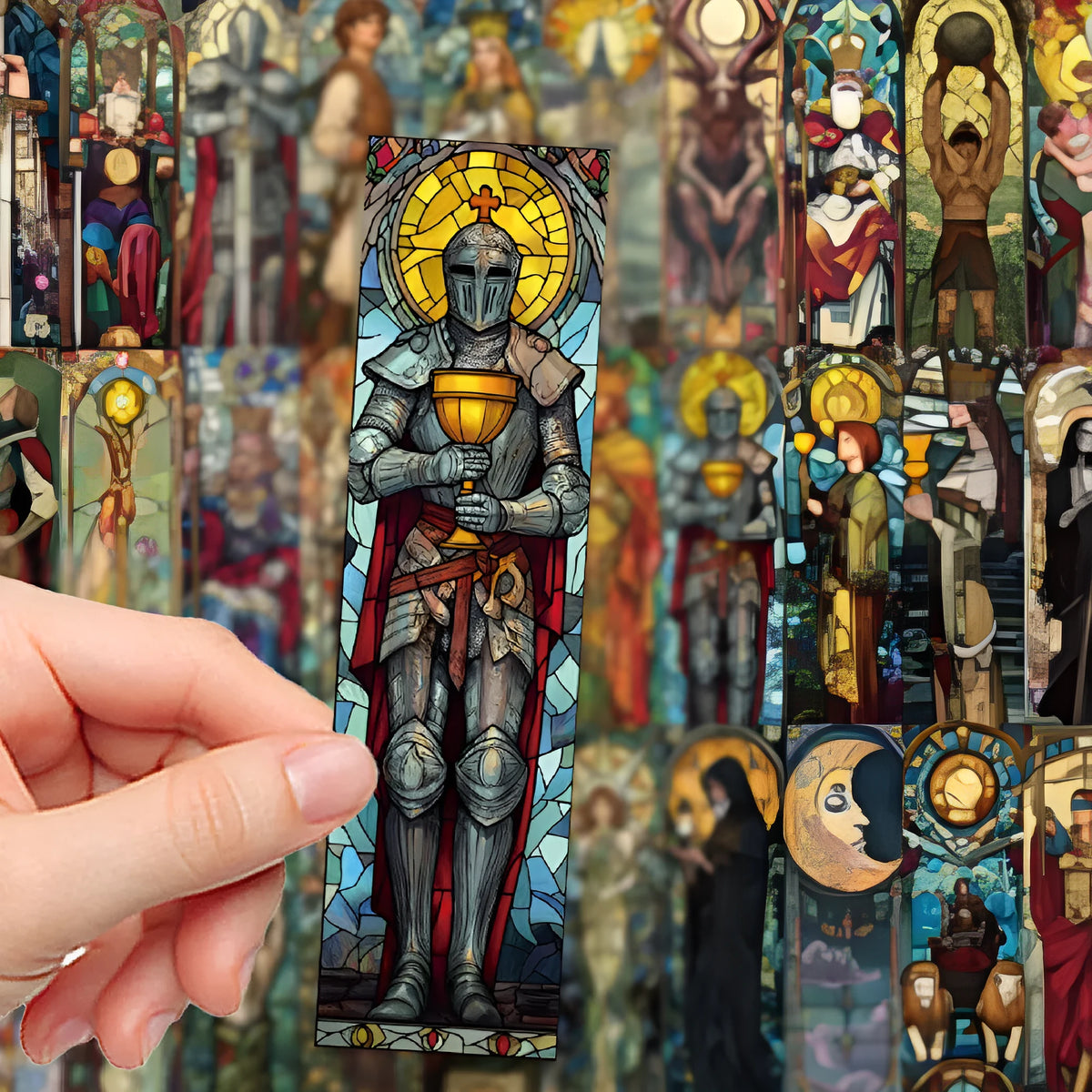 30 painted glass tarot design paper bookmarks in cute homemade style