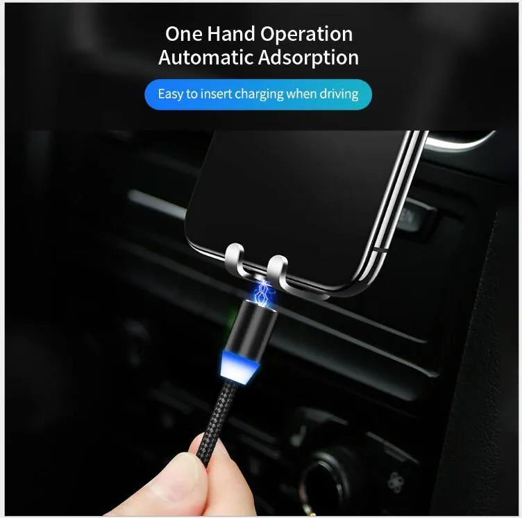 1 metre magnetic LED charging cable with cotton yarn weaving and aluminium shell for Apple iPhone compatibility