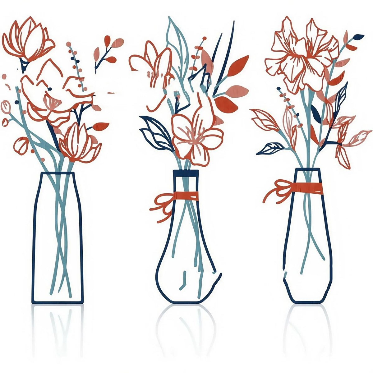 Set of three metal flower wall art pieces in a country farmhouse style for bathroom decoration.