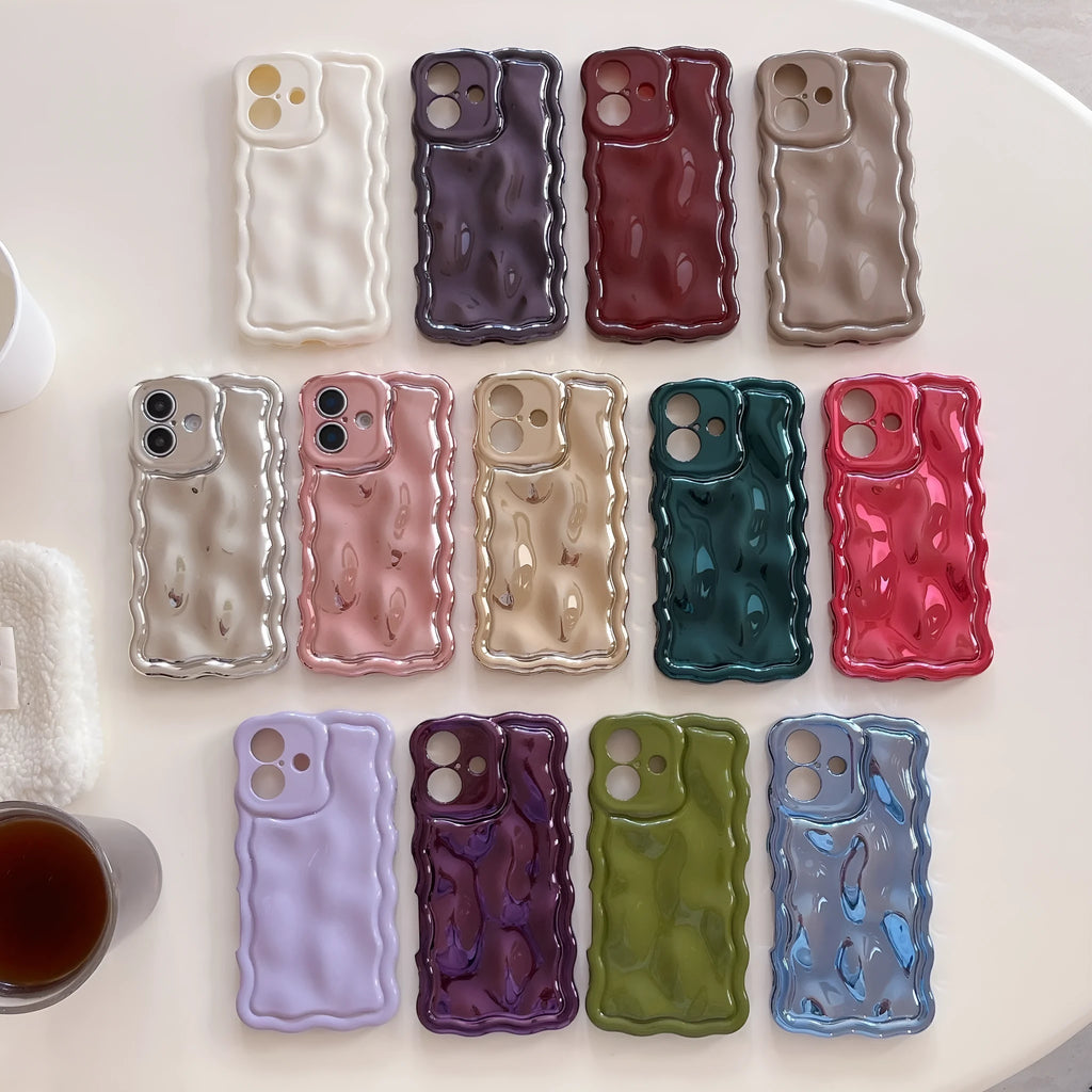 Water ripple TPU phone case for iPhone 17 Pro Max with electroplated meteorite finish and 3D wave pattern