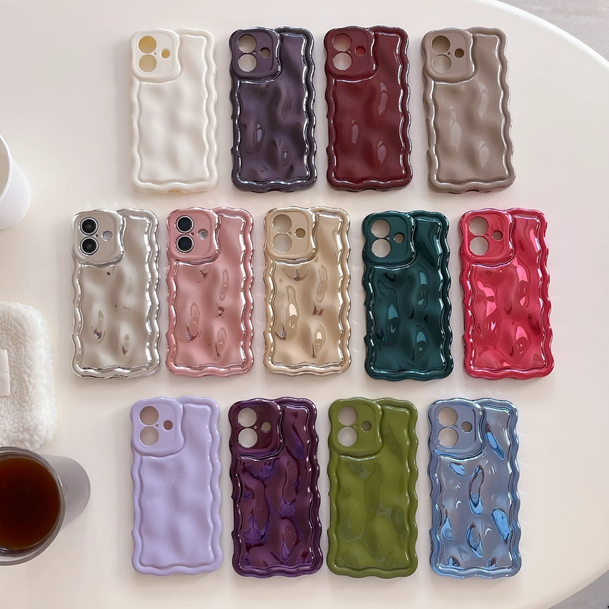 Water ripple TPU phone case for iPhone 17 Pro Max with electroplated meteorite finish and 3D wave pattern