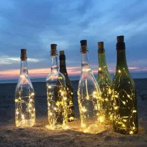 LED wine bottle lights string with flexible copper wire and bottle stopper for decorative lighting