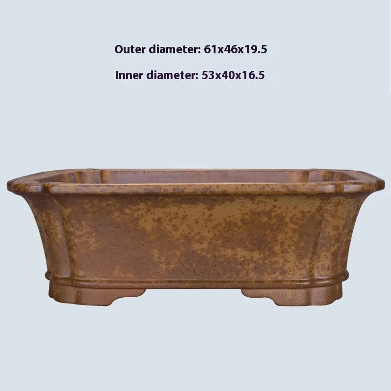 Purple sand rectangular mud flowerpot with adjustable drainage segment in modern simplicity style