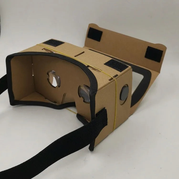 VR Cardboard Glasses kit with magnetic button and adjustable rubber band head strap