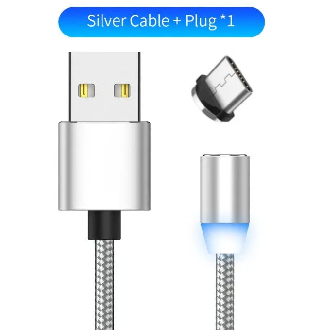 1 metre magnetic LED charging cable with cotton yarn weaving and aluminium shell for Apple iPhone compatibility