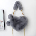 Heart-shaped soft plush women's handbag with detachable strap in medium size