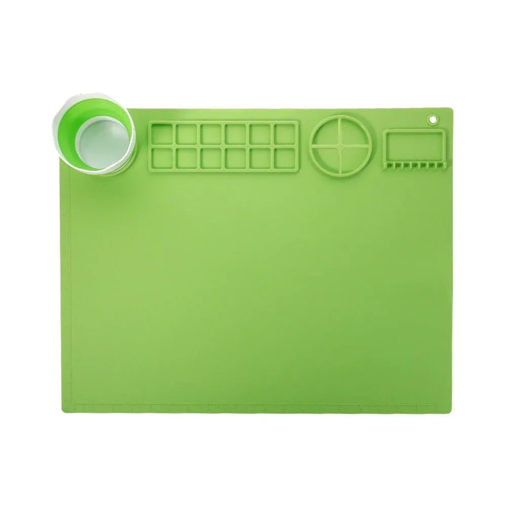Silicone double bowl painting mat measuring 50 by 40 centimetres in various colour options