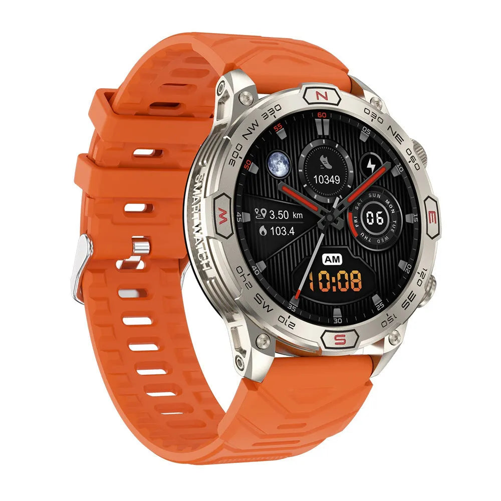 Black sports watch with AMOLED screen showing fitness data on liquid silicone strap