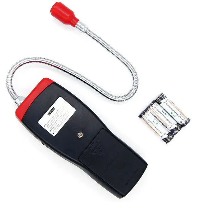AS8800L handheld portable flammable gas leak detector with digital display and LED lights.