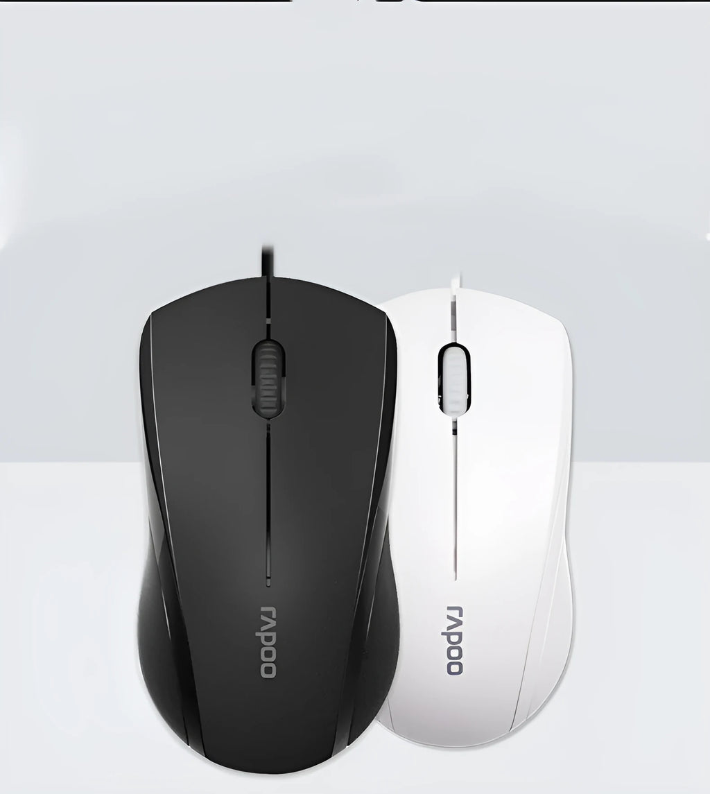 Black wired USB optical mouse with 1000dpi sensor, three buttons, and 1.5m cable for desktop or notebook use