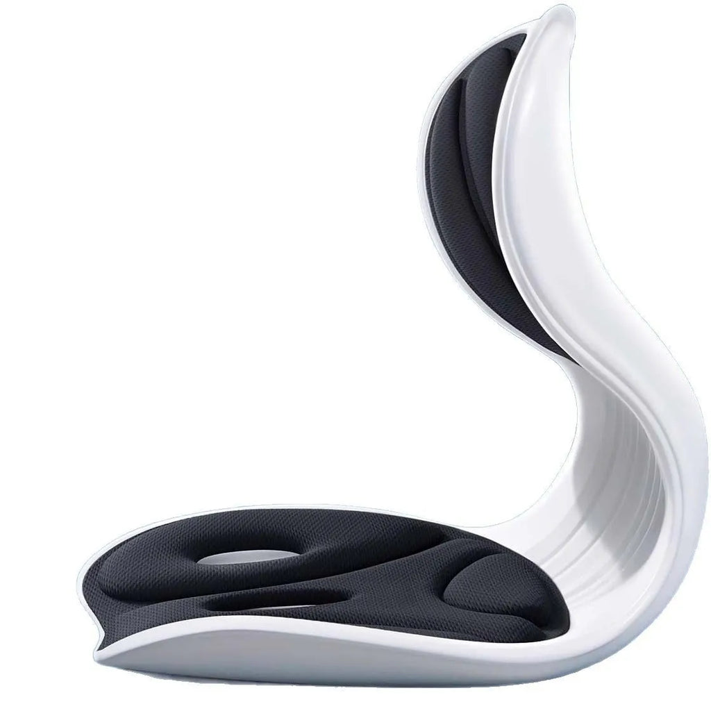 Grey waist support seat cushion with lumbar pillow on chair