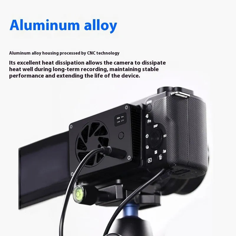 Black aluminium alloy cooling radiator fan unit showing compact dimensions and construction