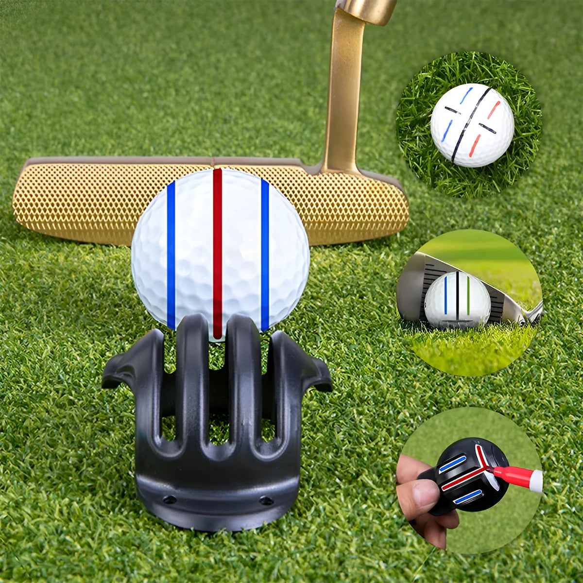 Plastic golf putter alignment training tool set with four scribers and one drawing pen
