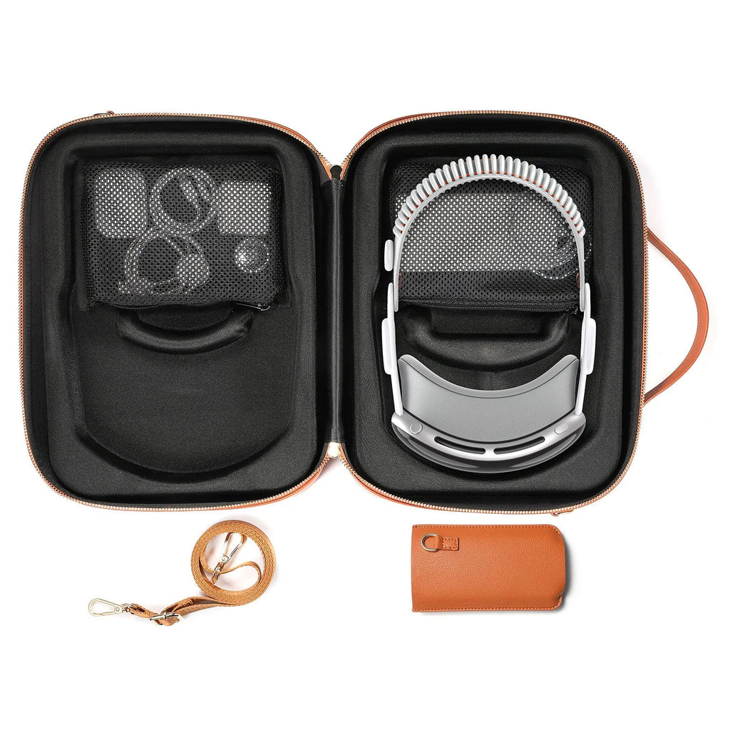 MR Glasses Storage Box for Vision Pro in black superfiber measuring 32.5cm by 24.5cm by 11.5cm