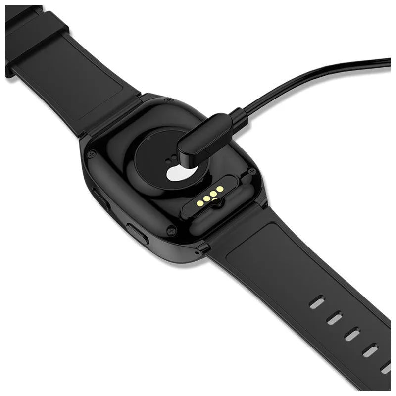 Black GPS tracker smartwatch with a 1.54-inch touch screen displayed on a wrist.