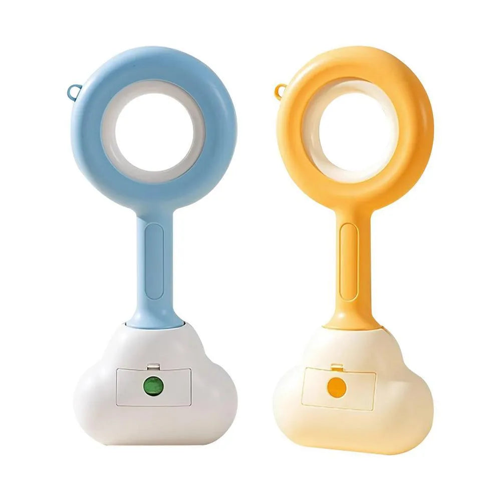 Blue dog pooper scooper with cloud-shaped jaw design for outdoor waste clean-up