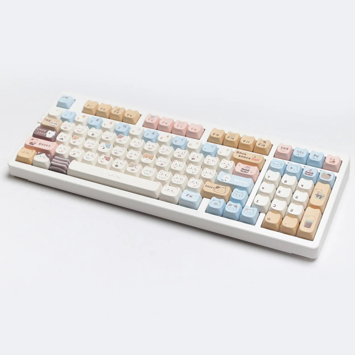Sea Salt Cat mechanical keyboard PBT key cap set with ocean theme and March 7u spacebar supplement