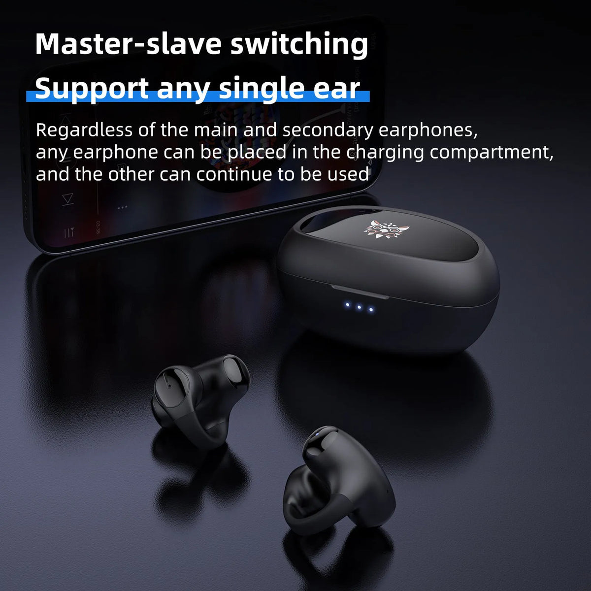 T306 black wireless clip-on sports Bluetooth gaming headset with ear-hook design