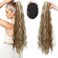 Long 100 cm synthetic wig with water ripple curly hair in fluffy corn curler style on a mannequin head.