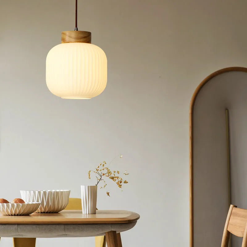 Chinese style wooden pendant ceiling light with retro Nordic design in three available sizes