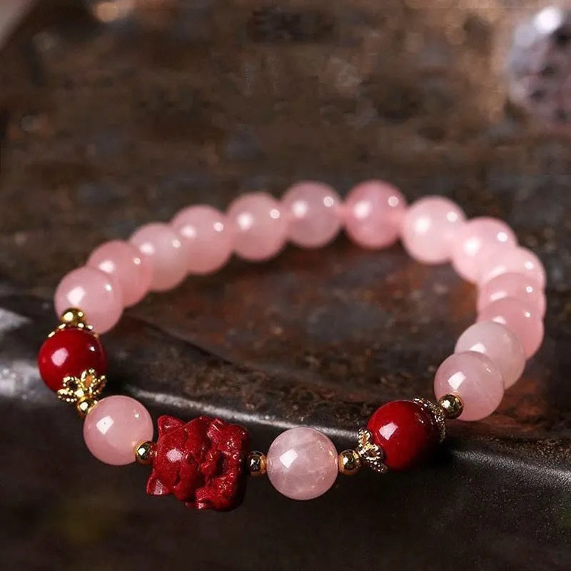 Women's aquamarine crystal bracelet set with dopamine pink and blue colour options and geometric design