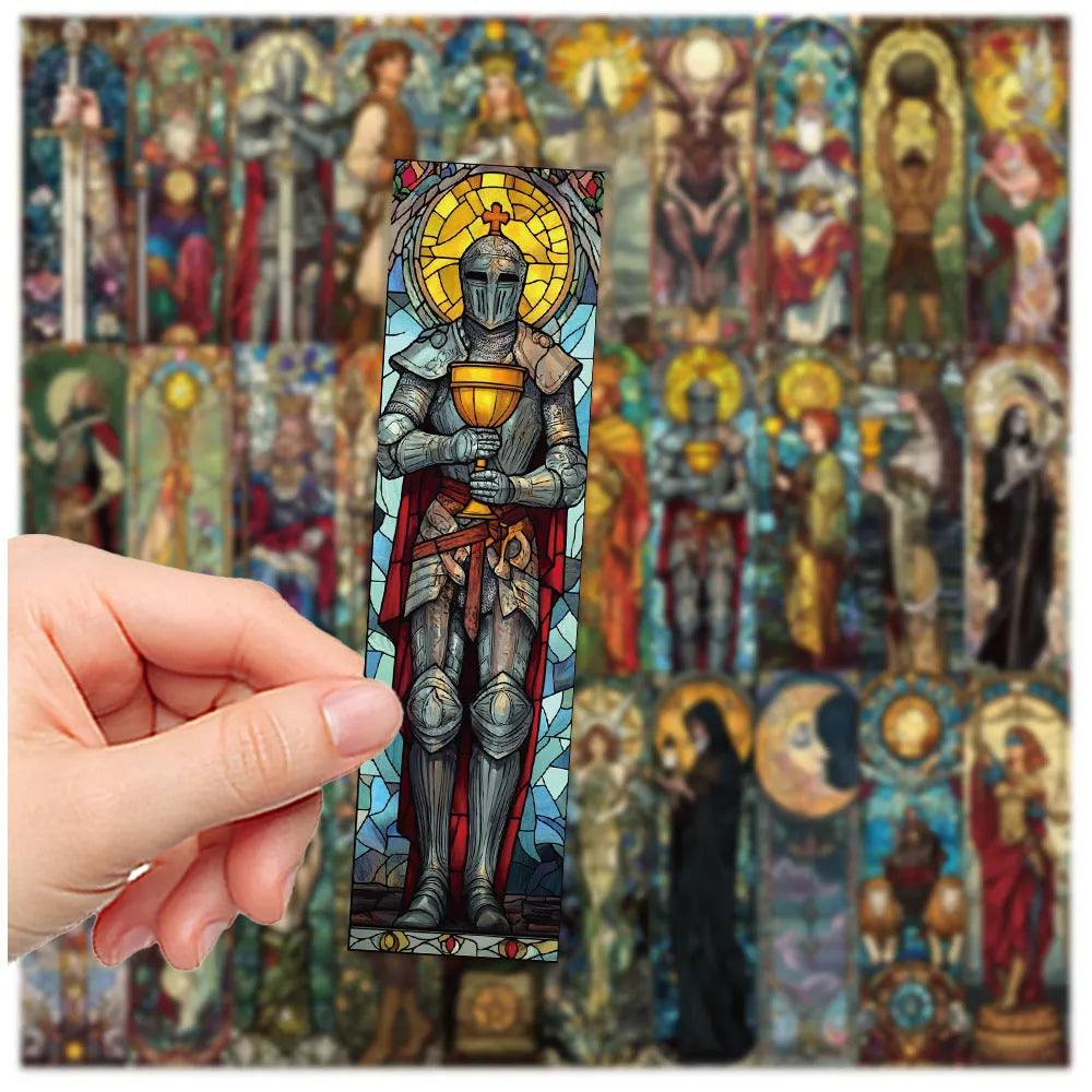 30 painted glass tarot design paper bookmarks in cute homemade style