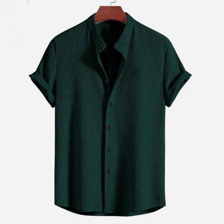 Men's loose fit short sleeve casual shirt in various colours showing summer wear option