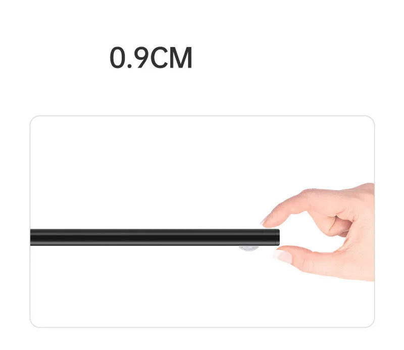 Rechargeable Cat's Eye Hill corrugated LED light strip in black, showing magnetic mount and hill projection light effect.