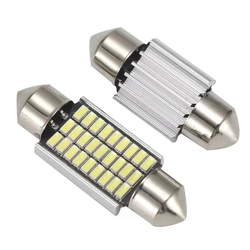 White aluminium car roof light with double tip design showing LED array