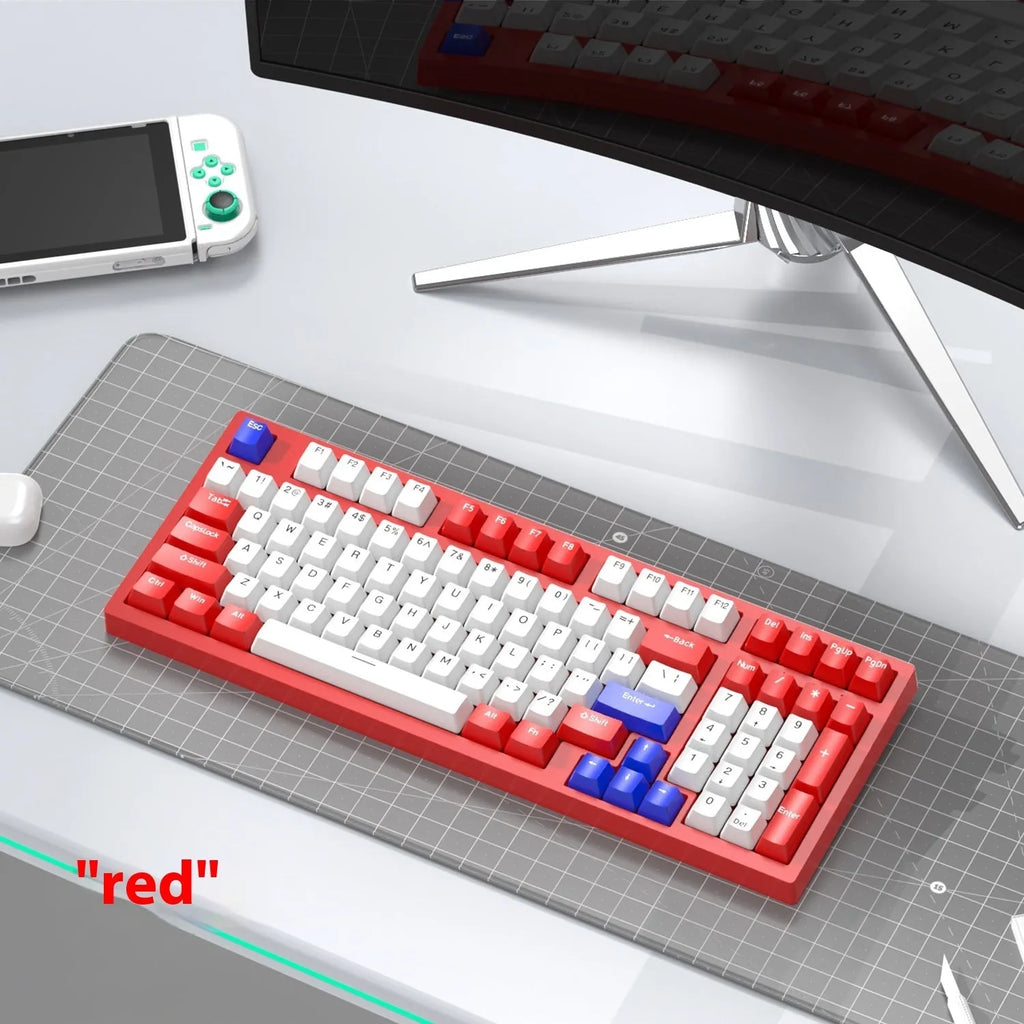 K98 mechanical keyboard with backlight in choice of colours including black orange and sky blue versions