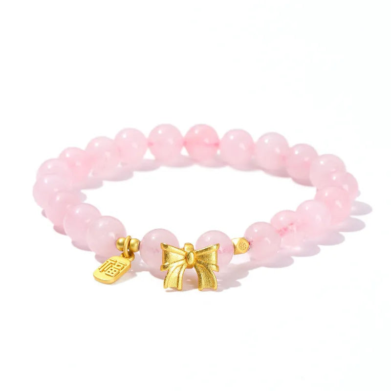 Handmade crystal agate bracelet with natural stone transfer beads in fruit and animal shapes