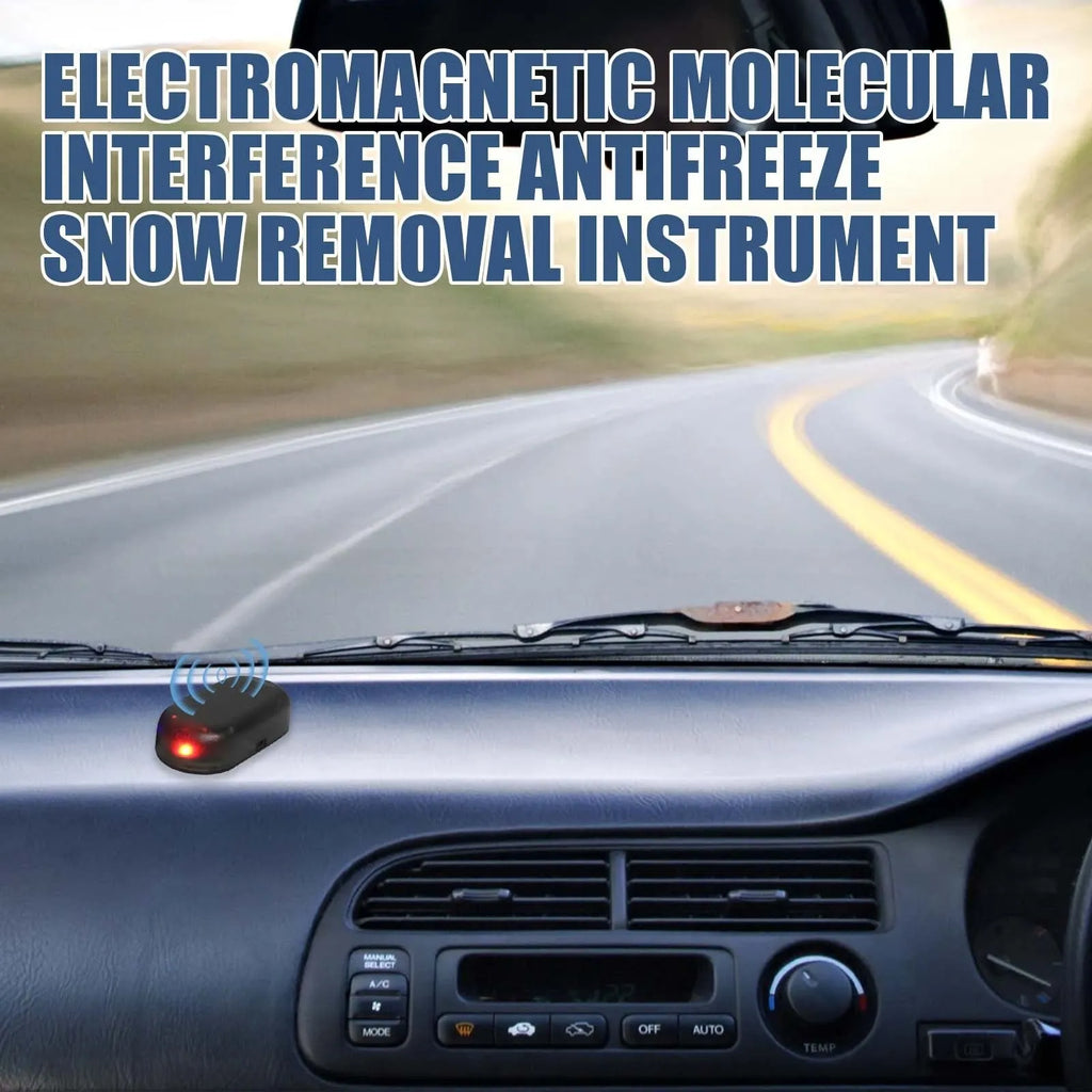 Black special glass car deicer and snow removal tool measuring 5 by 2.6 by 1.5 centimetres.