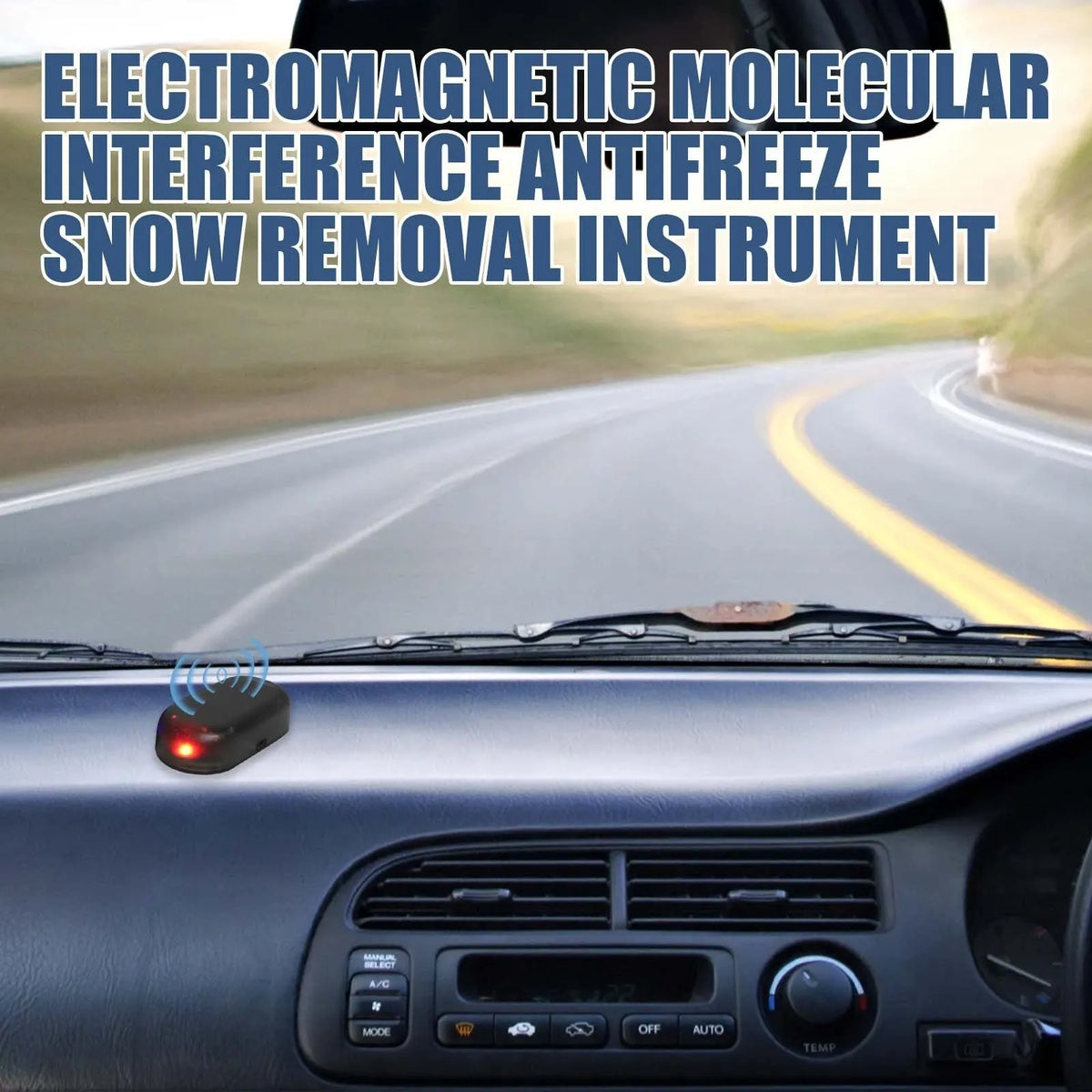 Black special glass car deicer and snow removal tool measuring 5 by 2.6 by 1.5 centimetres.