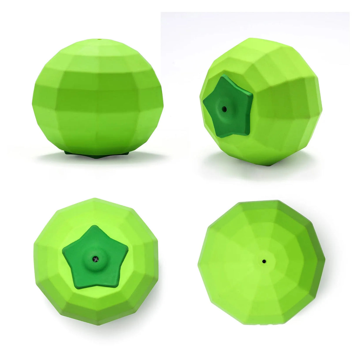 Green natural rubber dog chew ball with squeaker for large breed aggressive chewing dogs