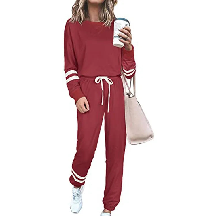 Women's plus size casual suit set in cotton blend fabric showing jacket and trousers in multiple colour options