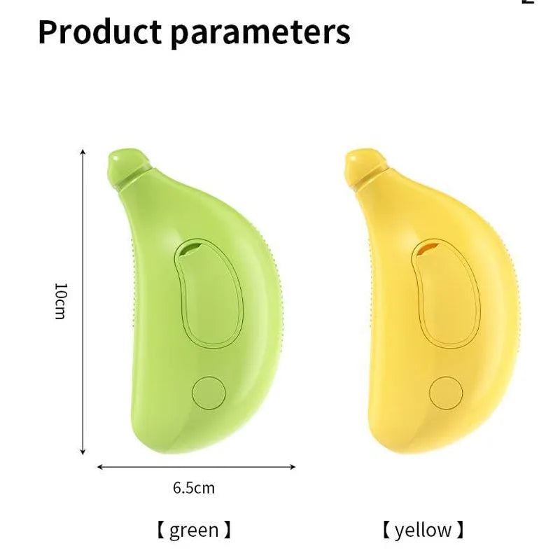 Green rechargeable 3-in-1 cat steam brush with silicone teeth and massage function