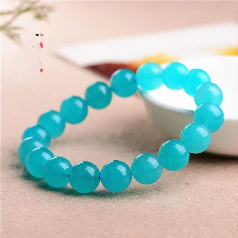 7A grade Amazonite natural stone scattered beads in polished finish showing blue-green ice colour tones.