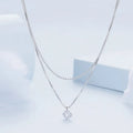 Women's S925 sterling silver double layer pearl chain necklace with shining pendant in silver colour