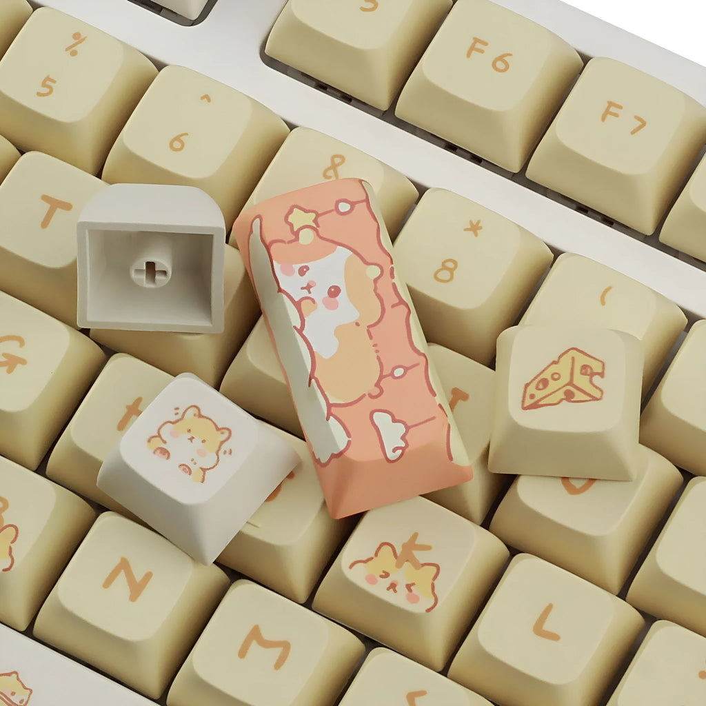 Set of plastic keycaps for mechanical keyboards in mouse grey and yellow colours