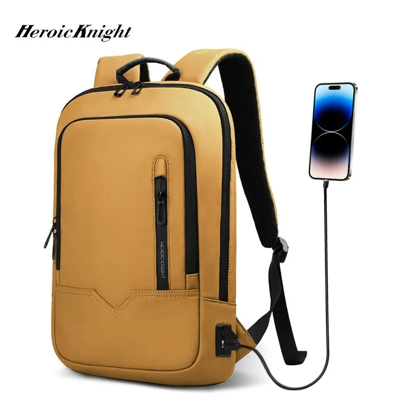Lightweight polyester commuter laptop backpack with USB charging port in various colour options