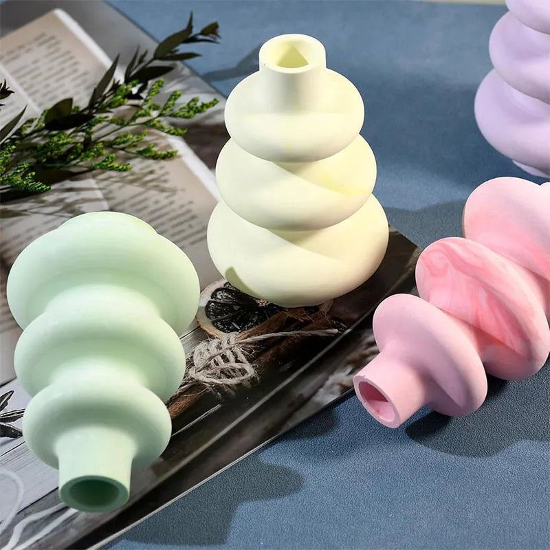 Three layer circle vase silicone baking mold with irregular shape design
