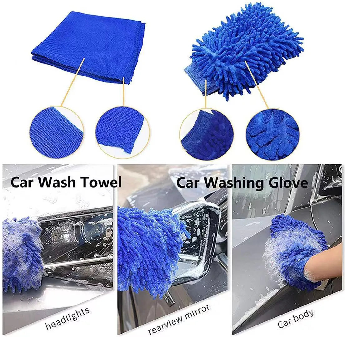 26-piece car cleaning brush set with various tools for vehicle interior and exterior washing