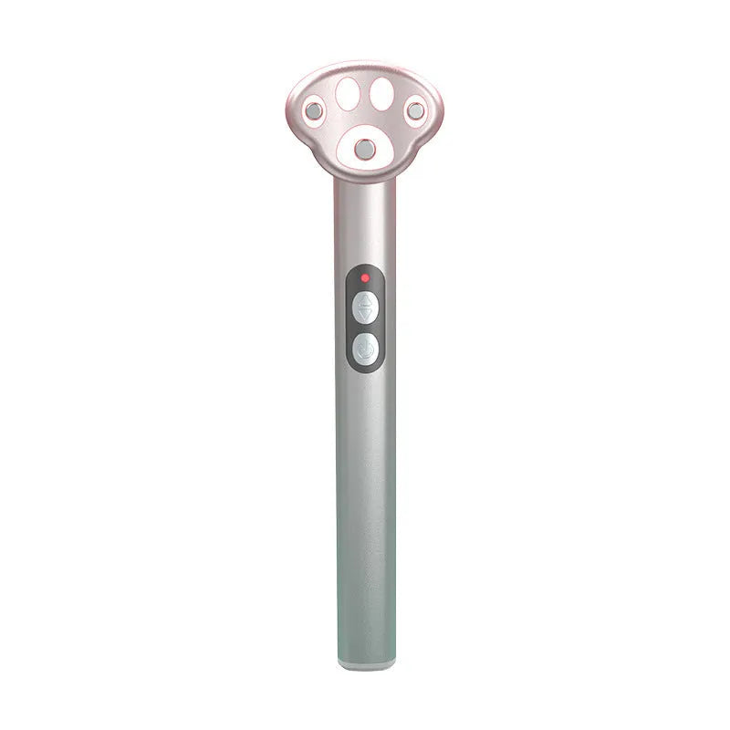 Gradually varied pink gradient eye massager with micro-current vibration and colour light therapy functions