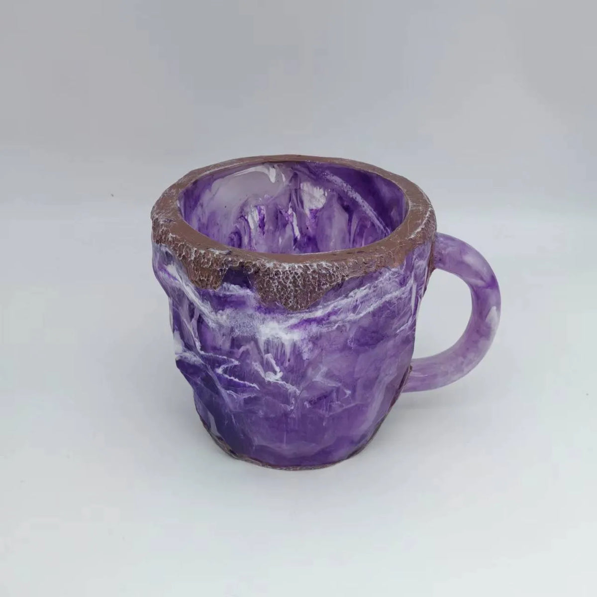 Resin mineral crystal design coffee mug with handle in assorted colours
