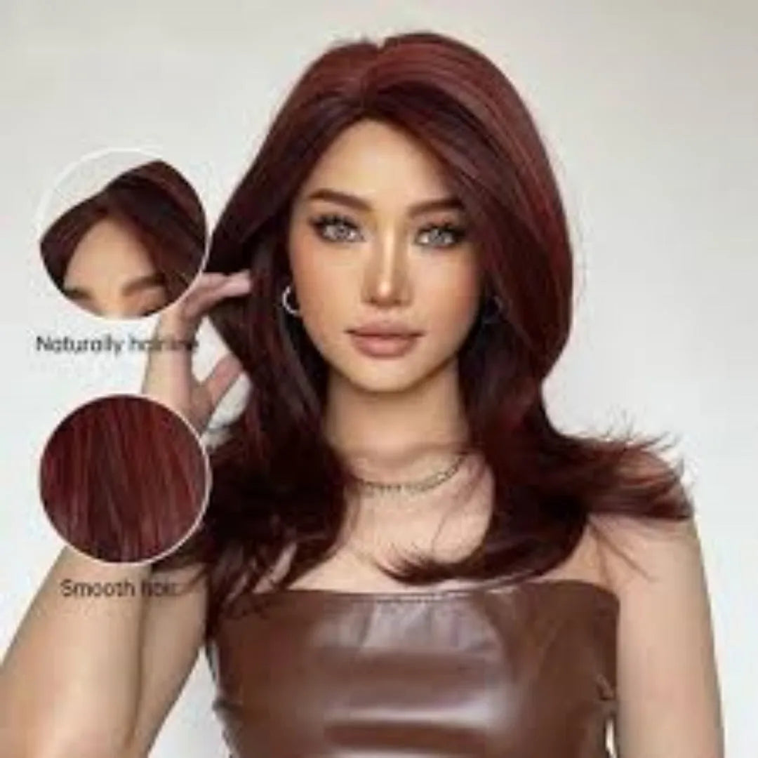 Mid-length curly synthetic wig with gradient colour effect in three colour options