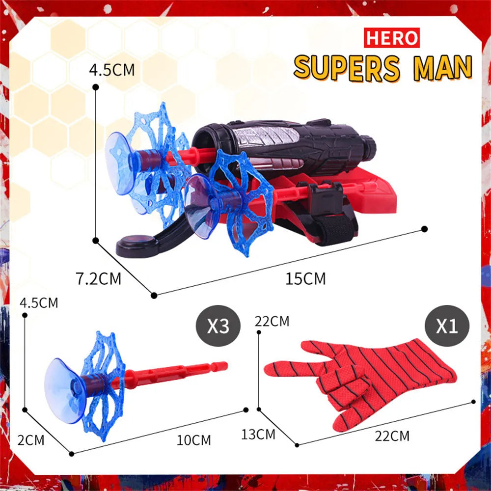 Plastic spider launcher wrist transmitter toy in green with one-size-fits-all fit and glove option