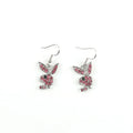 Rabbit stud earrings with diamond-covered design in silver, gold, or pink alloy.